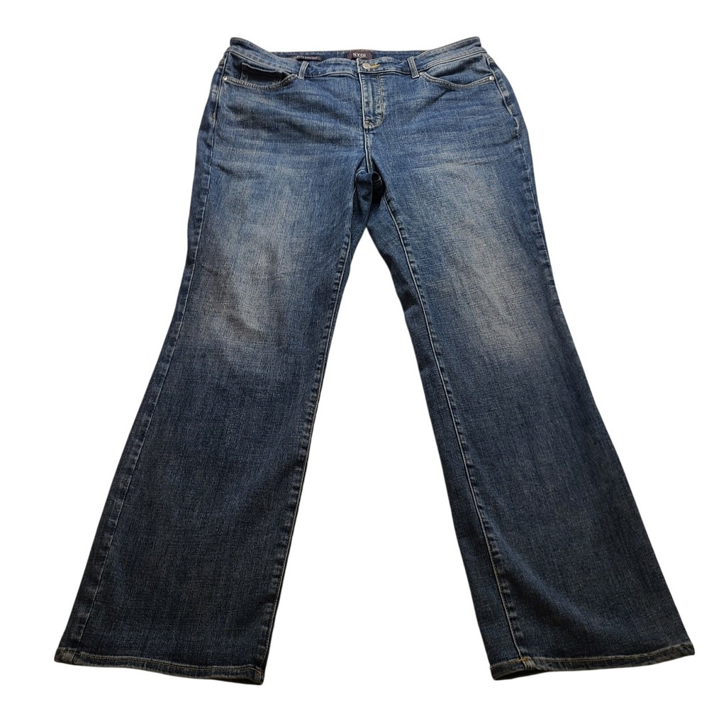 NYDJ Marilyn Straight Leg Jeans Blue Denim Lift Tuck 36x31 Women's 16 NWOT